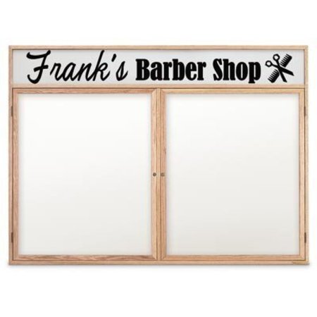 48""x36"" 2-Door Enclosed Wet/Dry Erase,Header,Black Board/Cherry -  UNITED VISUAL PRODUCTS, UV853DH-CHERRY-BLKPORC